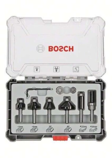 Bosch 6 Deler Fresejern Sett for Bløtt Tre til Elektroverktøy