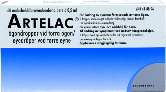 Artelac Øyedråper, 60 x 0,5 ml i endosebeholder Artelac Øyedråper, 60 x 0,5 ml i endosebeholder