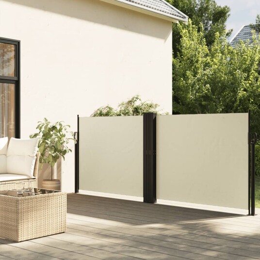 Uttrekkbar sidemarkise kremhvit 140x1200 cm 4004805