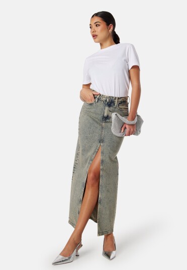 Calvin Klein Jeans Front Split Maxi Denim Skirt 1A4 Denim Medium 28
