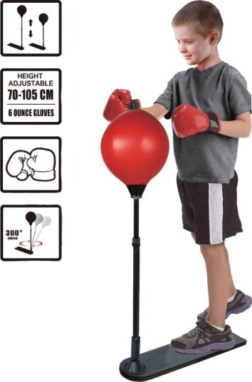 Bokseball Med Justerbar Stang Og Hansker Opptil 105cm
