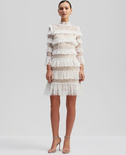Malina Carmine Frill Lace Mini Dress White XXL