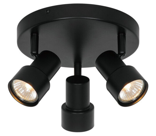 Boston rondell taklampe med 3 spotter - Svart
