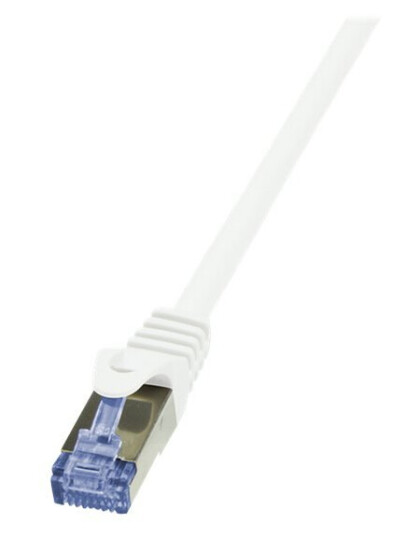 Logilink Primeline Koblingskabel Rj-45 Hann Til Rj-45 Hann 50 Cm Sftp Pimf Cat 6A Halogenfri Formstøpt Uten Hindringer Hvit