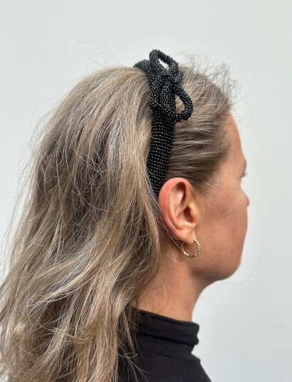 Becksöndergaard Bow Slim Beaded Hairbrace - Black - ONE SIZE Becksöndergaard Bow Slim Beaded Hairbrace - Black - ONE SIZE