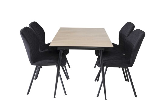 Venture Design Silar & Gemma spisegruppe Natur/svart 4 st stoler & bord 120 x 90 cm