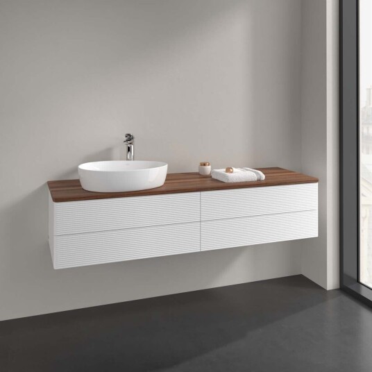 Villeroy & Boch  Antao Servantskap med 4 skuffer 160x50x36 cm u/lys Hvit Matt/Valnøtt