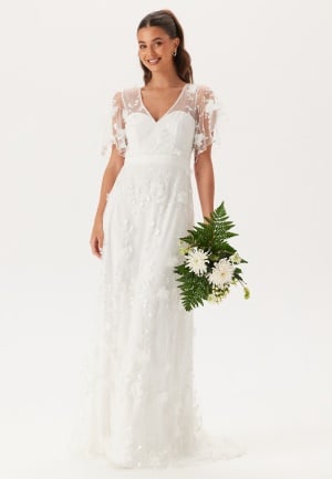 Bubbleroom Occasion Embroidered Floral Wedding Gown White 34