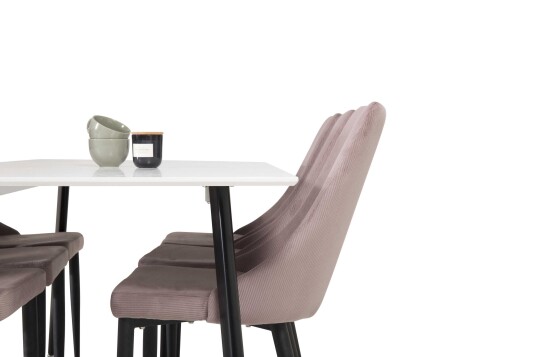Venture Design Polar & Leone spisegruppe Hvit/rosa 6 st stoler & bord 180 x 90 cm