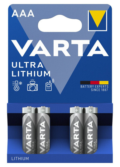 Varta Ultra Lithium AAA Batteri 4-pack 1.5V 1100mAh Varta Ultra Lithium AAA Batteri 4-pack 1.5V 1100mAh