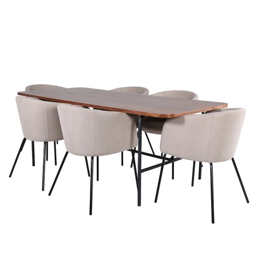 Venture Home Spisegruppe Venture Home Chicago Spisebord og Bergen Spisestol Brun GR22391