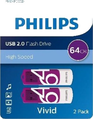 Philips Vivid Edition USB-minne 64 GB USB 2.0 2-pk