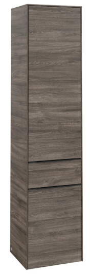 VILLEROY & BOCH SUBWAY 3.0 HØYSKAP 40X171 VENSTRE 2 DØRER & SKUFF STONE OAK HÅNDTAK I VOLCANO BLACK