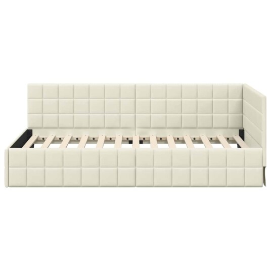 Hjørnesengramme med hodegjerde Krem 100 cm x 200 cm Fløyel
