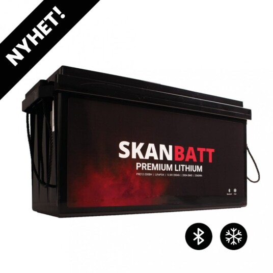 SKANBATT Premium Lithium 12V 200Ah 200A BMS 502x187x242mm Bluetooth Heat 8 Års garanti SKANBATT Premium Lithium 12V 200Ah 200A BMS 502x187x242mm Bluetooth Heat 8 Års garanti