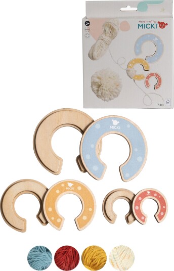 Micki Leksaker Micki Pom Pom 3 Pack I Trä Cream