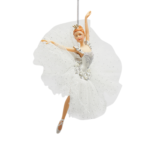 Juletrepynt ballerina med krone 18 cm sølv
