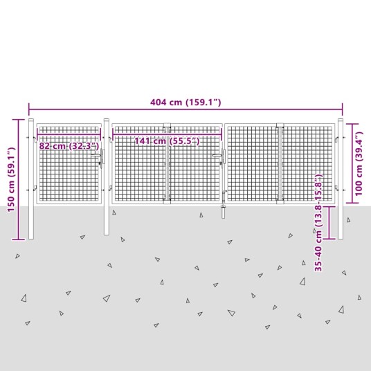 vidaXL Hageport stål 400x100 cm grønn