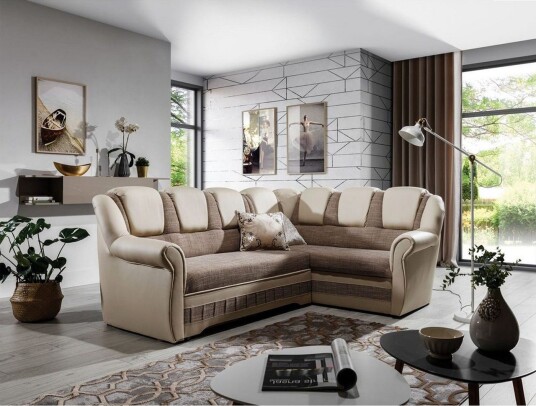 Seksjonssofa Eltap Lord II 243x195x112 cm Berlin 03 Myk 33 Beige Høyre