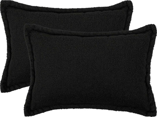 vidaXL Putetrekk 2 pcs HOUTEN Svart 30 x 50 cm Bouclé