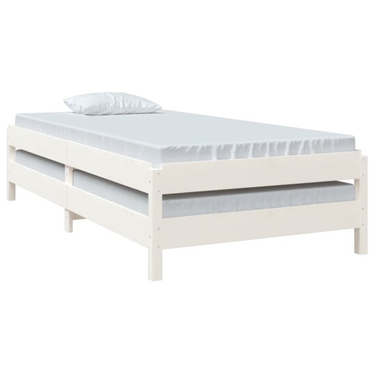 vidaXL Stableseng hvit 90x190 cm heltre furu