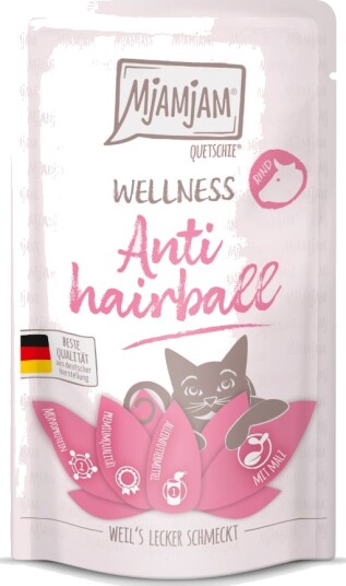 Mjamjam våtfôr Wellness Anti Hairball Biff 12 x 125 g