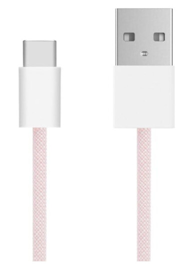 Linocell Flettet USB-A- til USB-C-kabel Rosa 2 m
