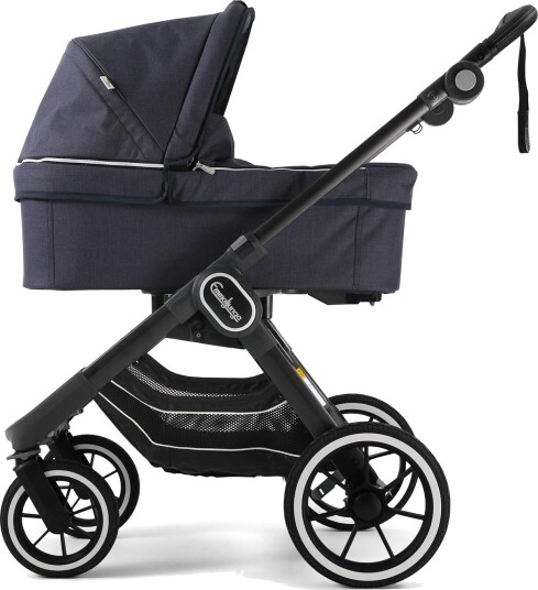 Emmaljunga NXT90 Black Lounge Navy Eco Komplett m/bag Og Sittedel