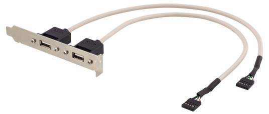 Deltaco USB-panel 5-pins 2x USB 2.0 30 cm Beige for Hovedkort