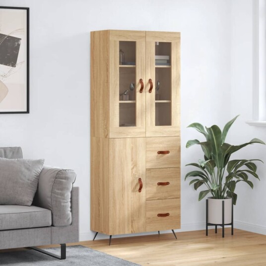 vidaXL Highboard sonoma eik 69,5x34x180 cm konstruert tre 8720845478667