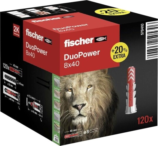 Fischer Duopower Plugger R??d 120 stk