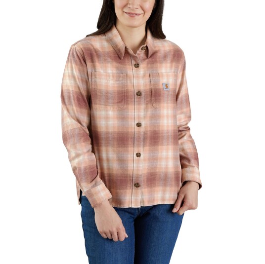 Carhartt Plaid Flannel Shirt Ladies Stucco XL XS
