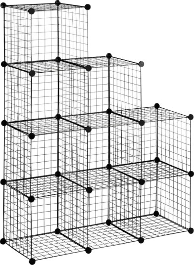 Hyllesystem Diy Plug-In Hyller Laget Av Ståltråd, 9 Rom Skohylle, Svart, For Stue, 35X35X35Cm Per Kube