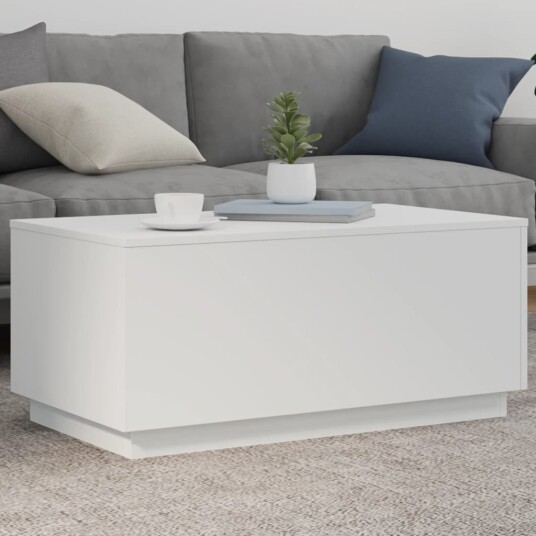  Salongbord med LED-lys hvit 90x50x40 cm 8721012466449
