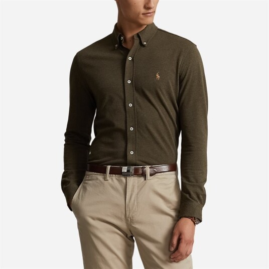 Ralph Lauren Featherweight Mesh Shirt - Wilson Olive Heather S