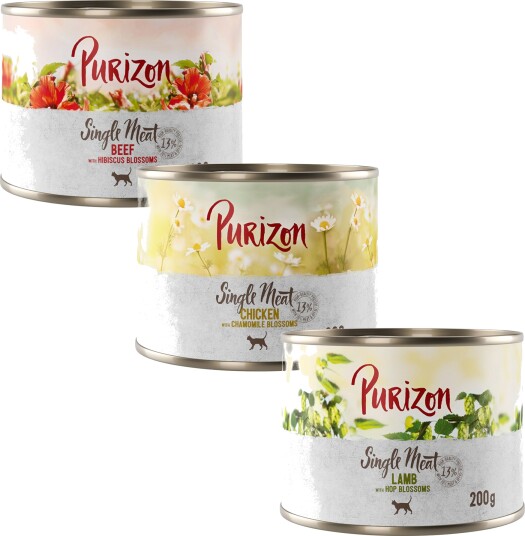 Purizon Våtfôr Single Meat Blandet Pakke Kylling Lam Okse 6 X 200 G