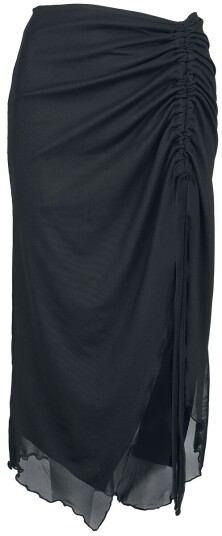Banned Alternative Middellangt skjørt Umbra ruched mesh skjørt XS til 4XL Damer svart