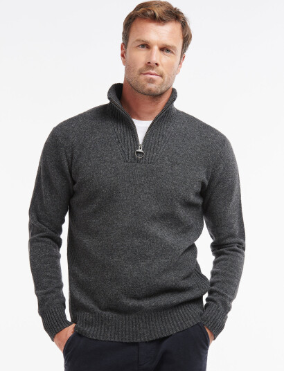 Barbour Barbour Essential Lambswool Half Zip Knit - Grey - XXL