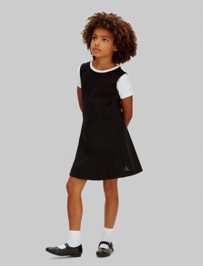 Calvin Klein Seamed Punto Panel Slvs Dress Black 164