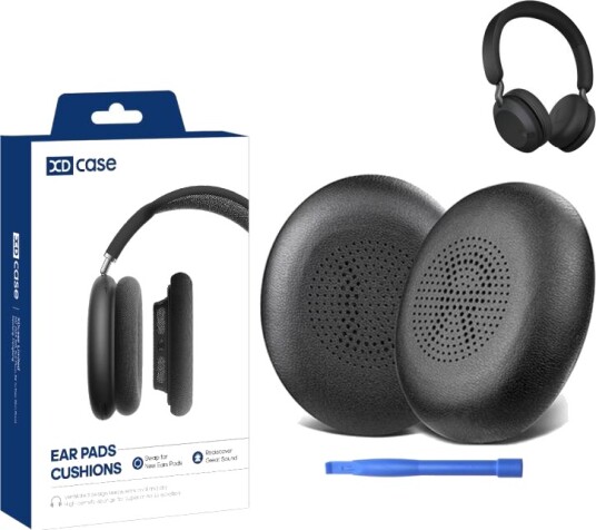 Øreputer i kunstlær til Jabra Elite 45h/Evolve2 65 - Svart