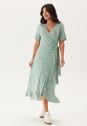 Happy Holly Frill S/S Wrap Dress Green/Floral 48/50 Happy Holly Frill S/S Wrap Dress Green/Floral 48/50