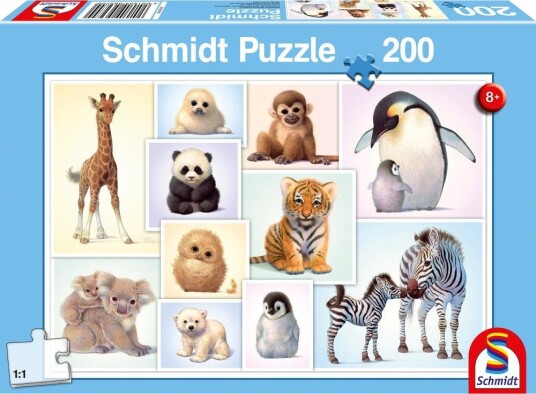 Schmidt Puzzles 56270 Puslespill 200 Brikker Dyreunger For Barn