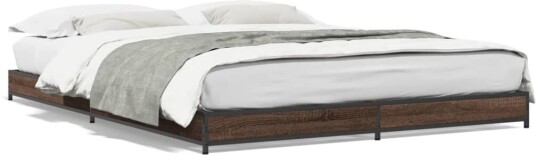 Sengeramme brun eik 150x200 cm konstruert tre og metall 8721012986718