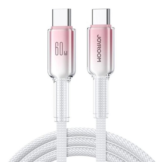 Joyroom Crystal-Clear 60W USB-C-kabel 1,2 m hvit