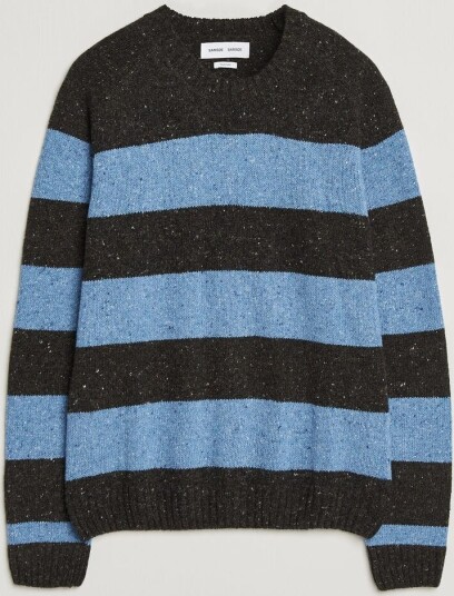 Samsøe Samsøe Nate Donegal Wool Knitted Striped Sweater Brown/Blue