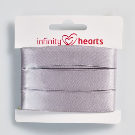 Infinity Hearts Satengbånd Dobbeltsidet 15mm 12 Sølv 5m