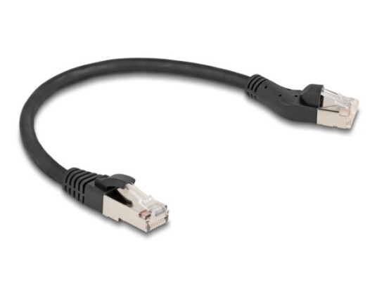 Delock Rj45 Nettverkskabel Cat.8.1 S/Ftp-Plugg 45° Vinklet Til Venstre Til Rett Plugg Opp Til 40 Gbps 0,25 M Svart