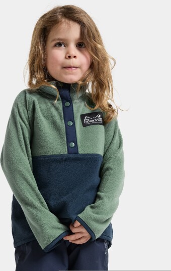 Didriksons Fleeceskjorte Monte Kids' Half Button Grønn