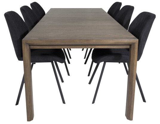 Venture Design Slider & Gemma spisegruppe Natur/svart 6 st stoler & bord 170 x 95 cm