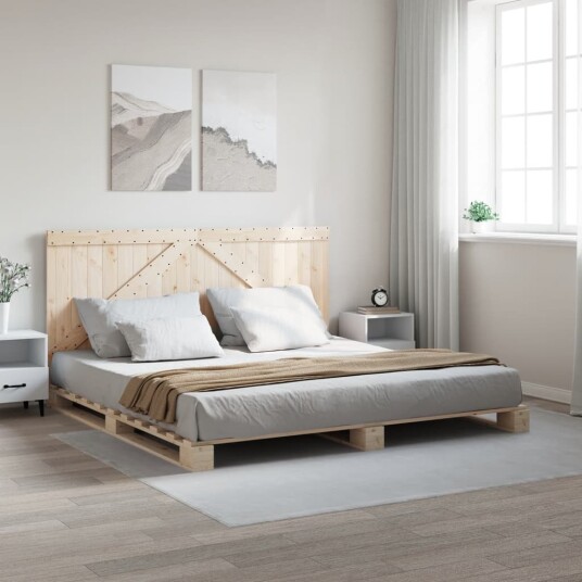  Sengeramme med hodegavl 200x200 cm heltre furu 3281555